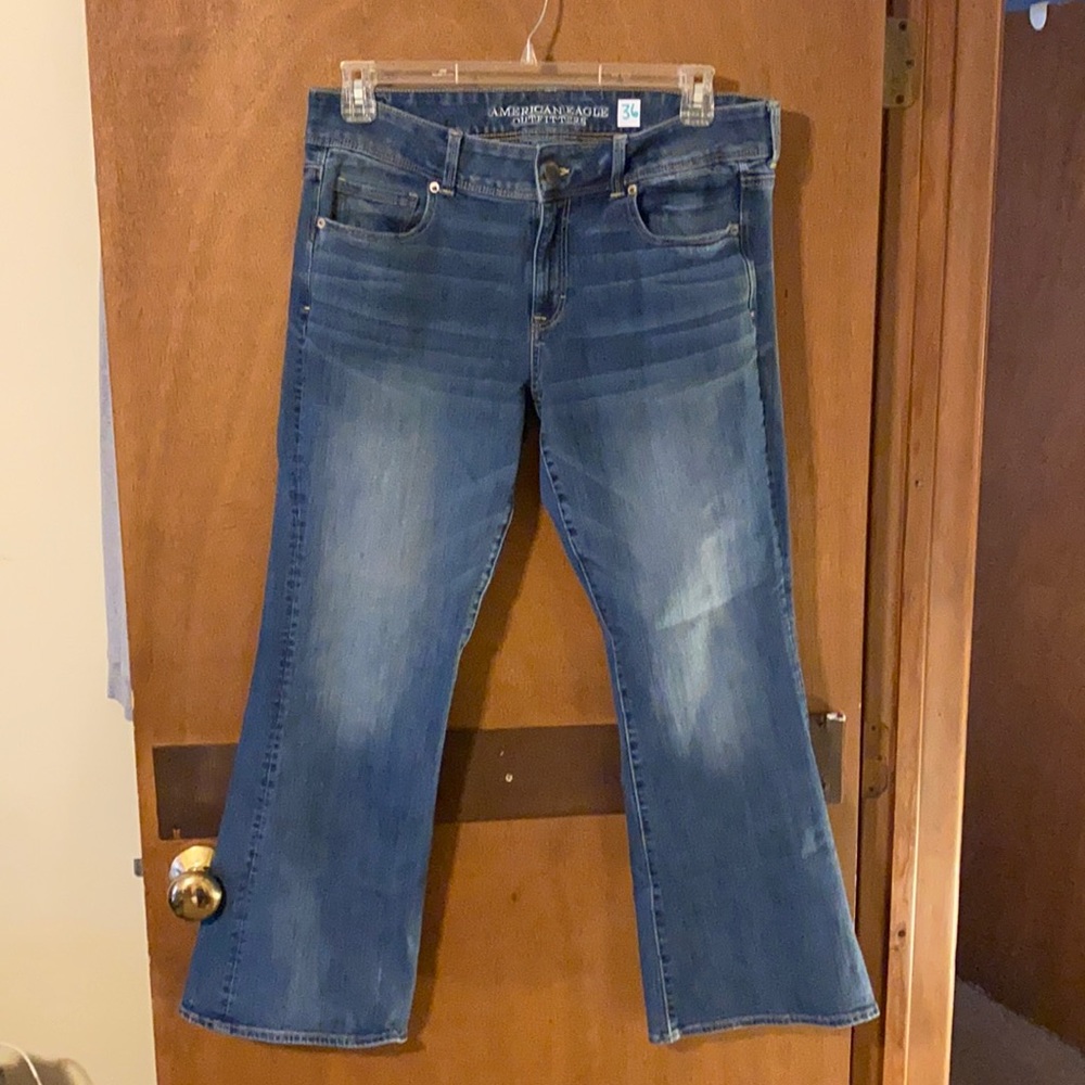 American Eagle kick boot jeans 14 short Mid Rise